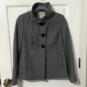 Old Navy Grey Wool Pea Coat, Hip Length, Fully Lined